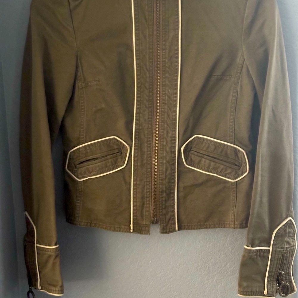 MARC JACOBS Khaki Zip Front Military Jacket: Size XS - Picture 3 of 9